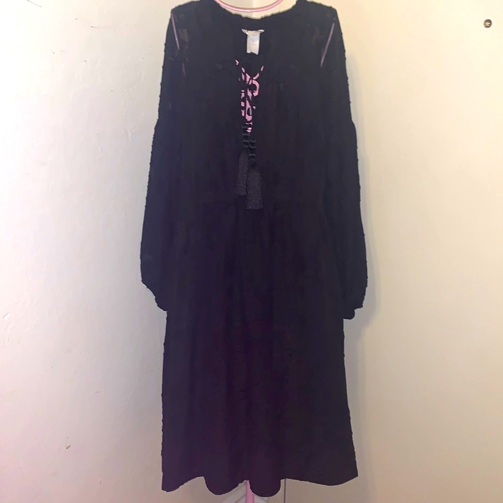 🎁Like New Maternity Mama H&M black floral tassel midi- Size small